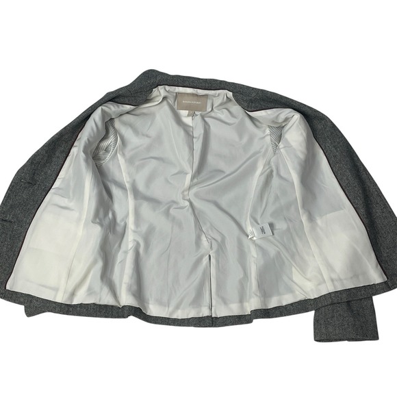 Banana Republic Herringbone Blazer Womens 6 Gray Wool Blend Career Jacket - Picture 10 of 11